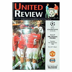 Man Utd vs Croatia Zagreb C/L Group D Match at Old Trafford Program - Sept. 14, 1999
