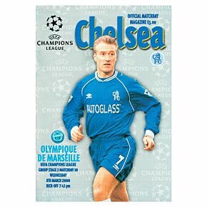 Chelsea vs Olympique Marseille C/L Group 2 Match at Stamford Bridge Program - March 8, 2000