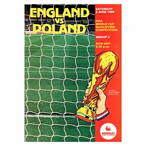 England vs Poland 1990 World Qualifier at Wembley Stadium Program - 6/03/89