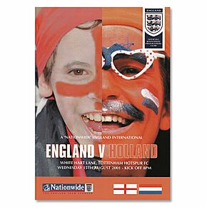England vs Holland - International Friendly at White Hart Lane Program, 8/15/01