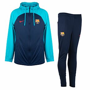 22-23 Barcelona Dri-Fit Strike Hooded Tracksuit - Navy/Turquiose - Kids