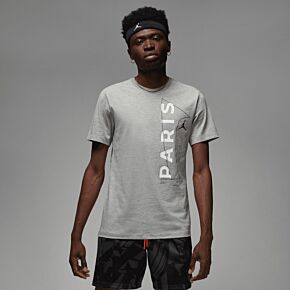 22-23 PSG x Jordan Wordmark T-Shirt - Grey Heather/White/Black