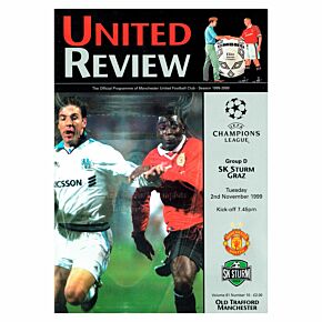 Man Utd vs Sturm Graz C/L Group D Match at Old Trafford Program - Nov. 2, 1999