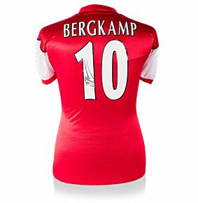 Dennis Bergkamp Signed Arsenal Home 1982 Retro Shirt (Back Signed)