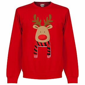 Reindeer Scarf Supporters Sweatshirt - Red