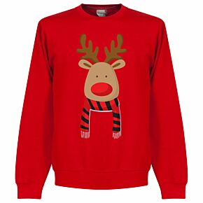 Reindeer Scarf Supporters Sweatshirt - Red