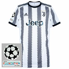22-23 Juventus Home Shirt + UCL Starball + UEFA Foundation Patches